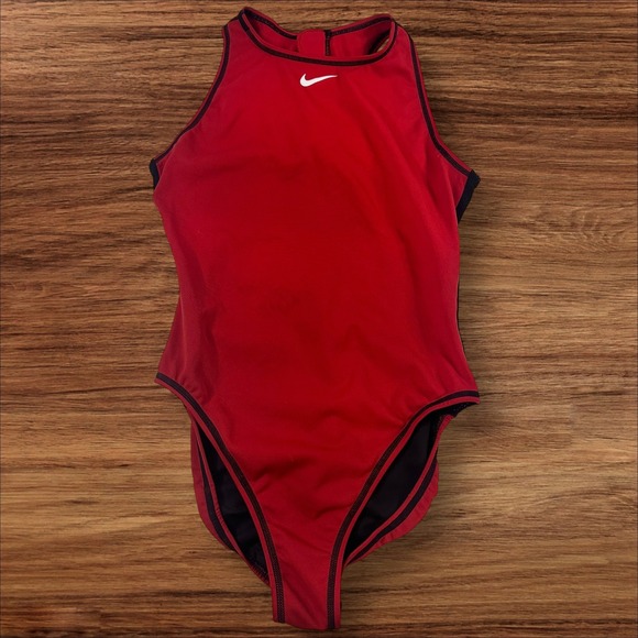 Nike Swimsuit Womens Size 12 Red Black Athletic One Piece‎ - Picture 1 of 6